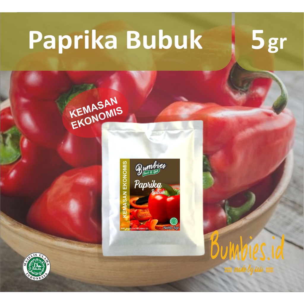 Paprika bubuk 5 gram Bumbies kemasan ekonmis | Red Paprika Powder | Rempah-rempah penyedap