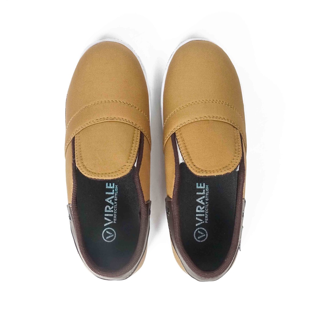 Sepatu Kasual Pria Slip On Canvas Mamojo Store CS 01 TAN