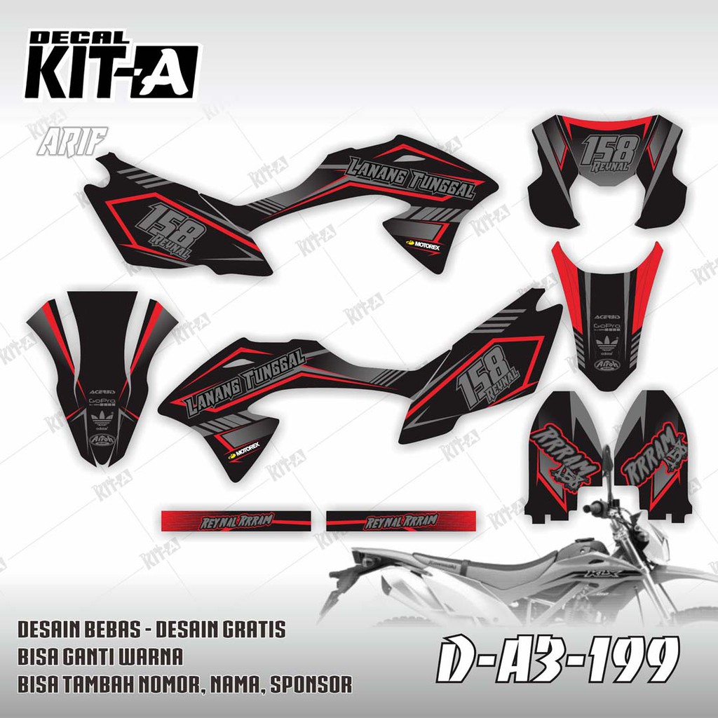 Decal Stiker Klx BF 150 Sticker Variasi Striping Custom Klx G Klx BF D-A3-199
