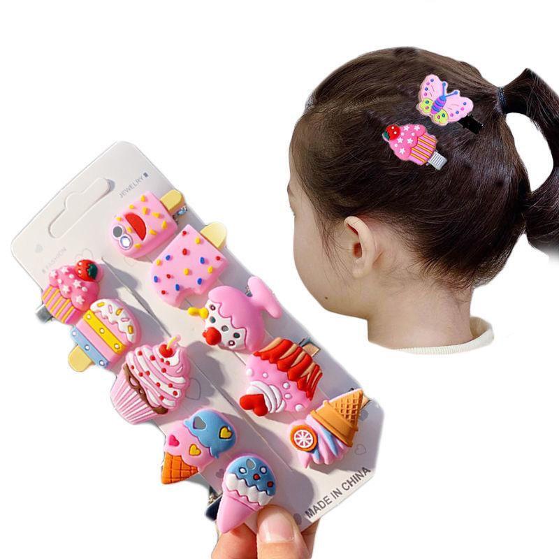 10Pcs Jepit Rambut Anak Korea Ice Cream dan Unicorn Set