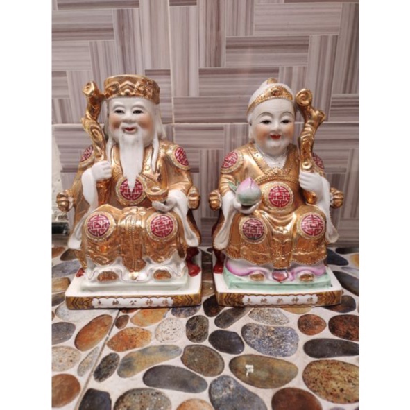 Patung Keramik Dewa Bumi Sepasang Kuno Jadul Antik