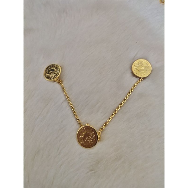 Bros koin rupiah 3 susun sedang peniti koin pin koin lapis emas 24k