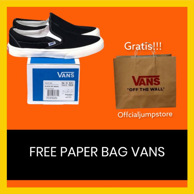 [BISA COD] VANS SLIP ON OG BLACK WHITE PREMIUM