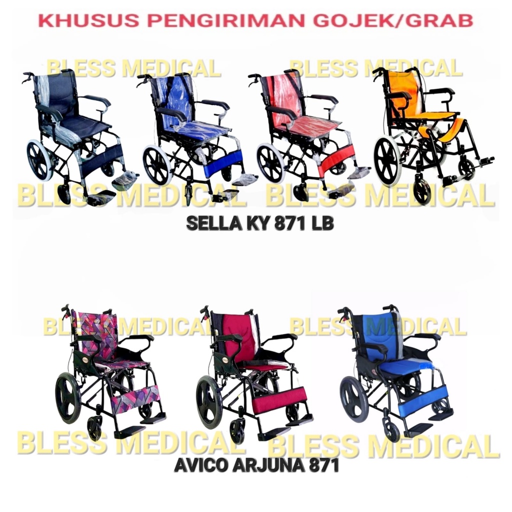 Kursi roda Travel Avico 871LB Arjuna Black Steel ( khusus gojek/grab )