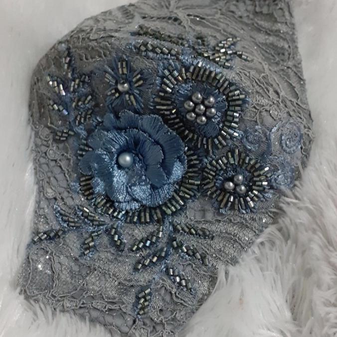 $$$$] masker brukat bunga timbul payet japan