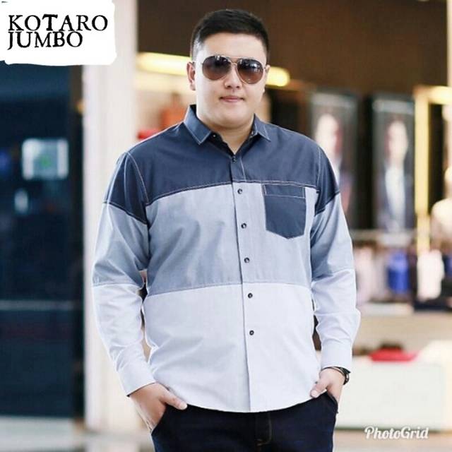 TOTOTAshop.Kemeja KOTARO jumbo bahan katun popline will premium.Lengan panjang.real pic