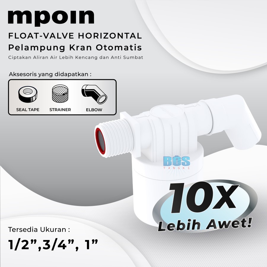 Float Valve MPOIN | Pelampung Kran Otomatis Horizontal 1 inch