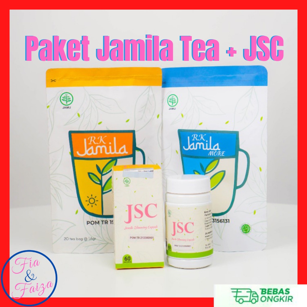 Paket Jamila Tea Dan JSC Jamila Sliming Capsule Teh Pelangsing Badan Herbal Bpom Aman Untuk Busui