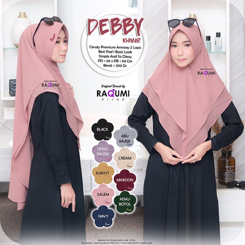 Debby khimar ceruty jilbab syari bergo ceruty ori mnv raqumi