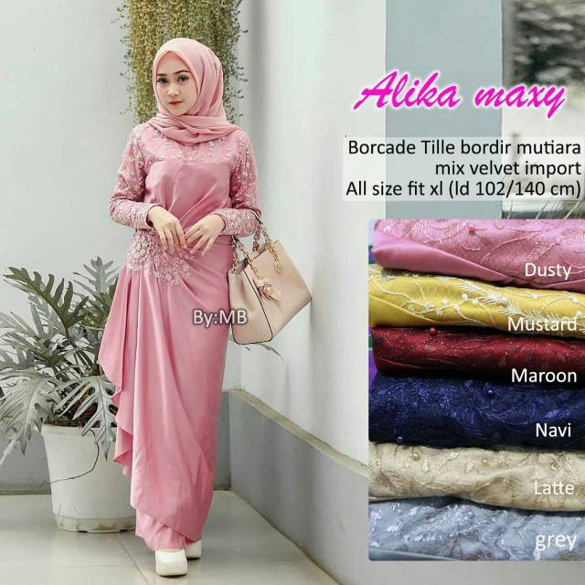 GAUN BROKAT ALIKA MAXI GAUN PESTA MODERN