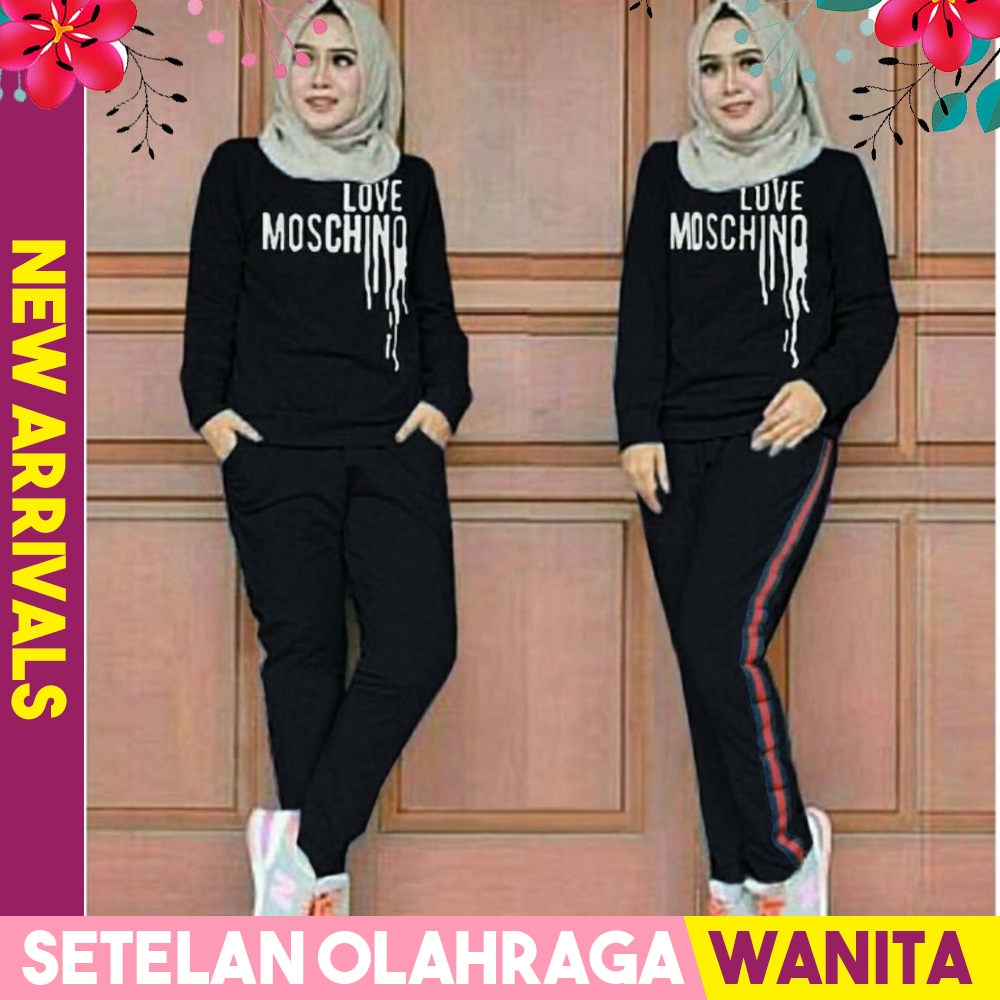 Baju olahraga muslimah wanita sport syari jumbo stelan senam aisye zahra atas bawah polos i.498707