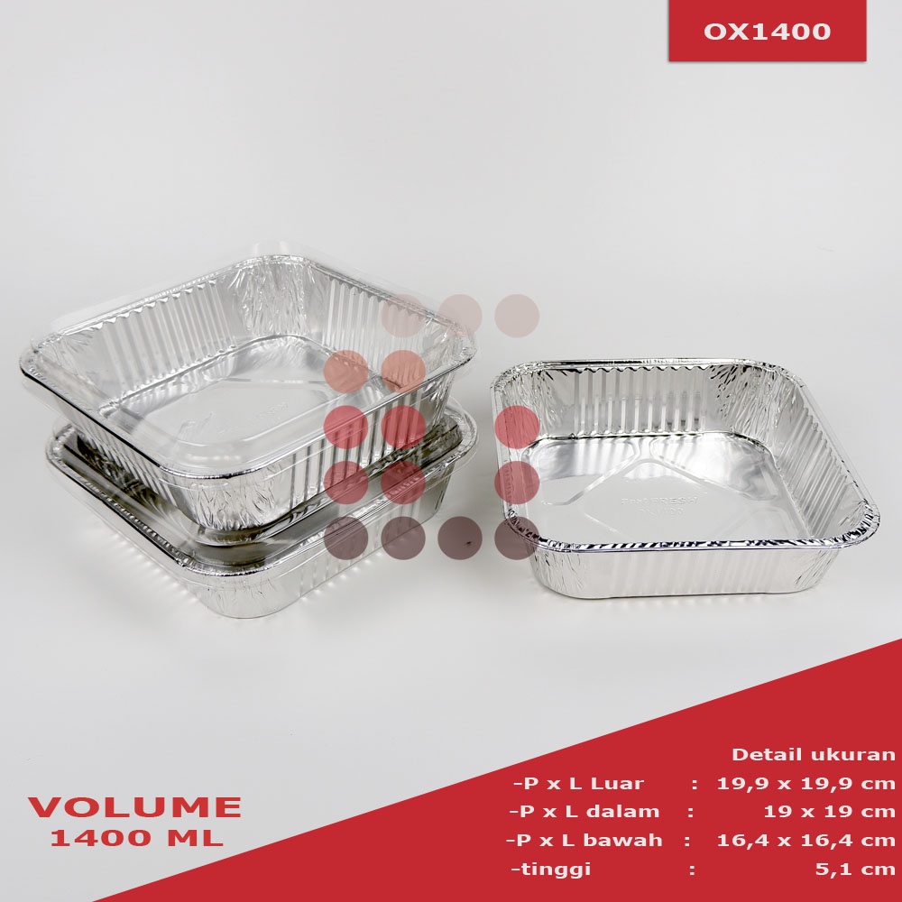 alumunium foil cup OX 1400 + tutup / lasagna / macaroni schotel