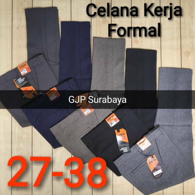 celana kerja pria kantor hitam formal size 27 - 38