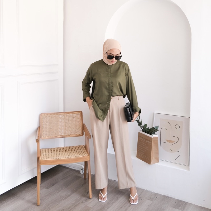 Floral.id Kemeja Maudy Shirt-Army Maudy