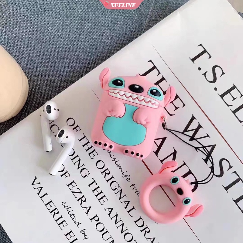 Casing Soft Case Silikon Motif Kartun Stitch Untuk AirPods 1 / 2