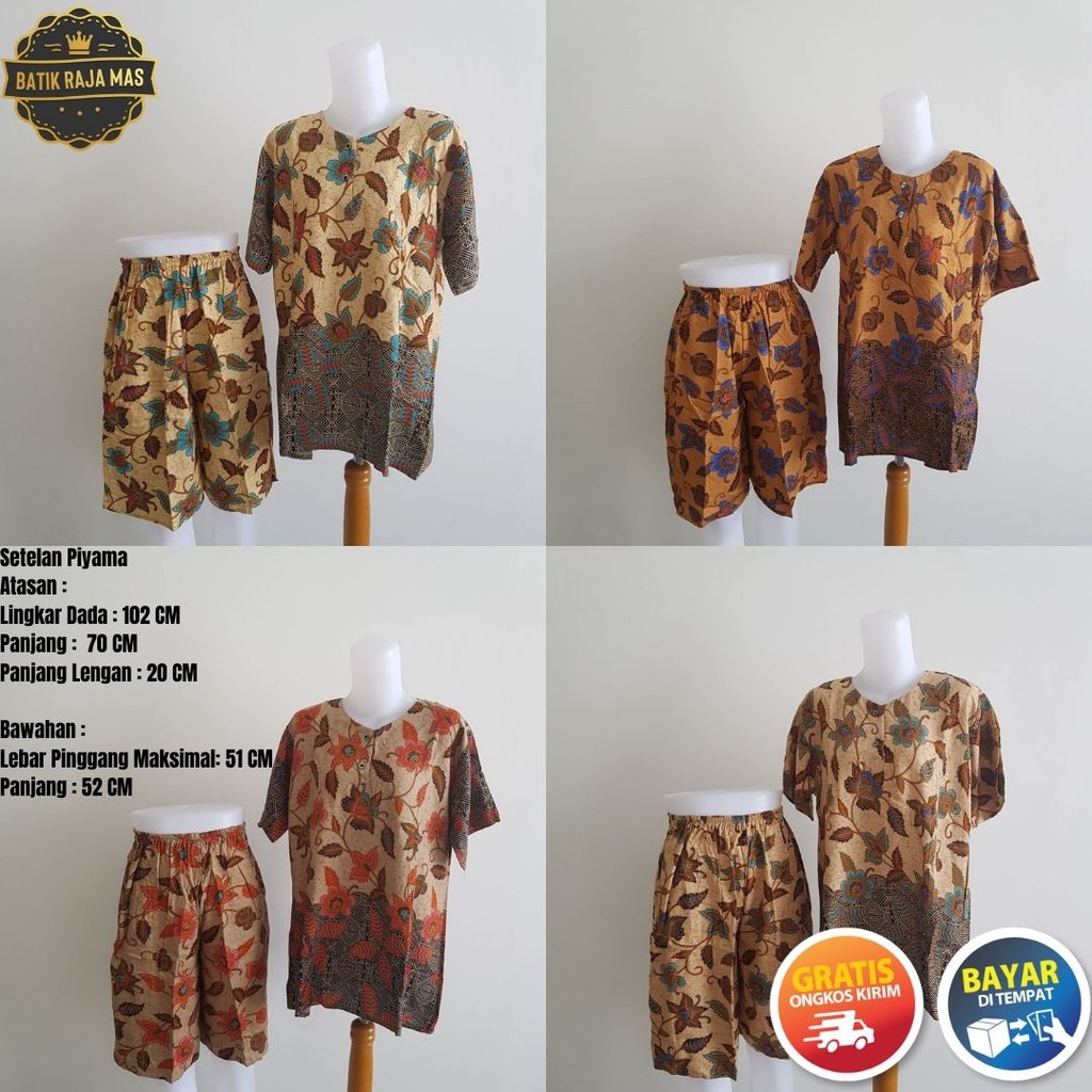 Baju Tidur Setelan Piyama Celana Pendek Wanita Remaja Dewasa Katun Motif Batik Setelan Cewek Cewe Ke