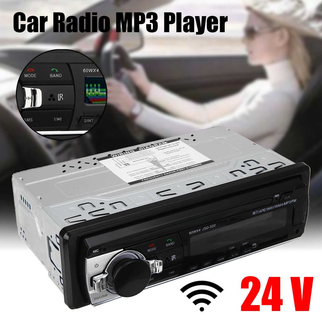 Tape Audio Mobil Truck dan Bus auto voltage 12 volt 24 Volt single DIN Bluetooth USB MP3 FM Radio