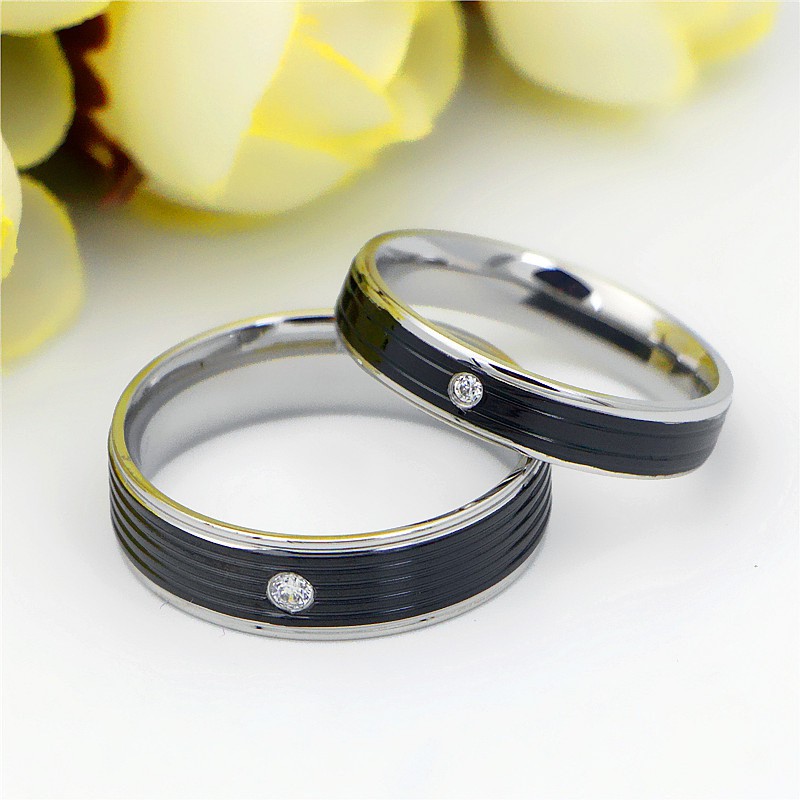 [ BARU ] Cincin Couple Hitam Perhiasan Titanium Couple Ring Tunangan / Nikah / Pasangan / Kawin C069