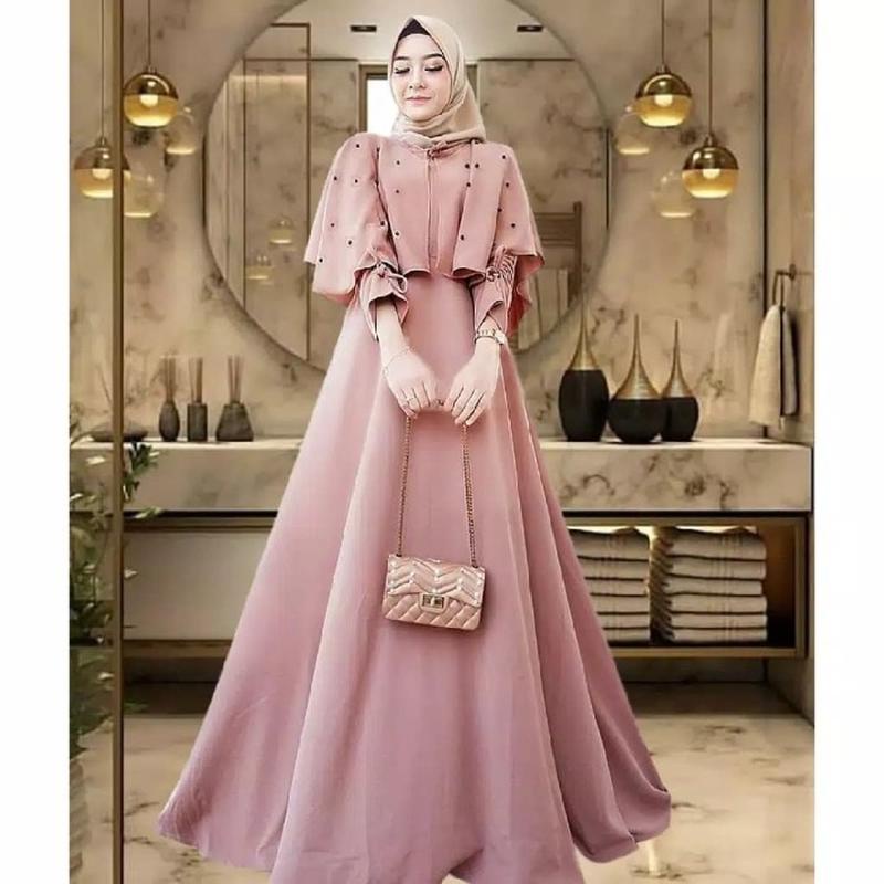 Dress / Gamis Import Bangkok Gamis Monscrepe Bangkok Shr Dg Cnl Terbaru Mewah Premiumn Caca Dress Ba