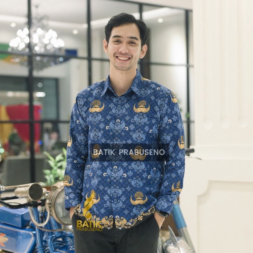 KORPRI HEM KANTOR BATIK PRIA PRABUSENO 100% ORIGINAL BAJU MODERN LENGAN PANJANG SLIMFIT KATUN PREMIU