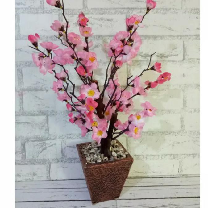 BUNGA SAKURA IMLEK PALSU ARTIFICIAL PLASTIK - MERAH