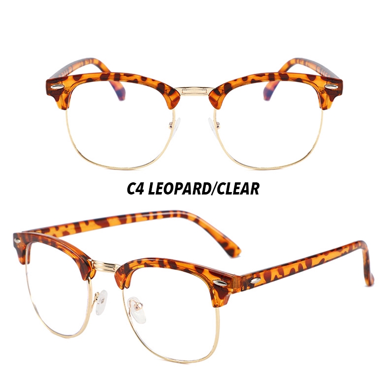 (YUZHU) Bayar di Tempat Anti Blue Kacamata RB Design Half Frame Eyeglasses Wanita/Pria