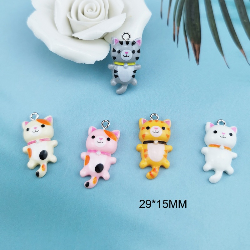 10pcs Liontin Bentuk Hewan Kucing Bahan Resin Untuk Membuat Perhiasan Anting