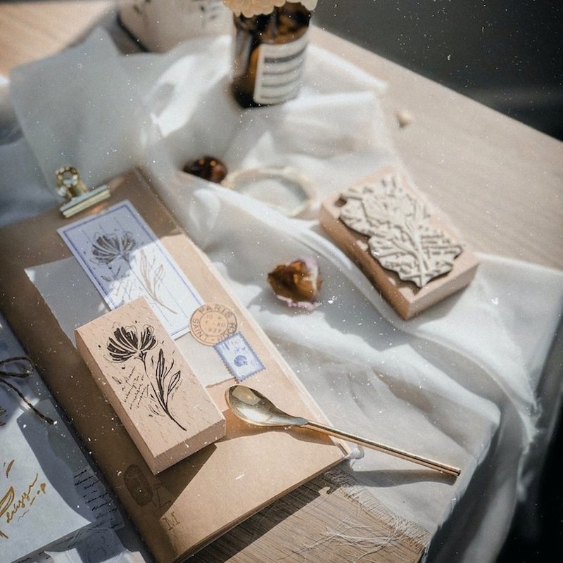 

Meow Illustration Botanic Somewhere Rubber Stamp