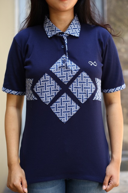 Loyal Kaos Polo Batik Navy Modern Wanita M L XL XXL