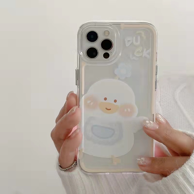 Case Pelindung Bahan Akrilik Transparan Motif Bebek Untuk iPhone 13 Pro 13prm 11 7Plus 8Plus Xr XS 13 12 Pro Max