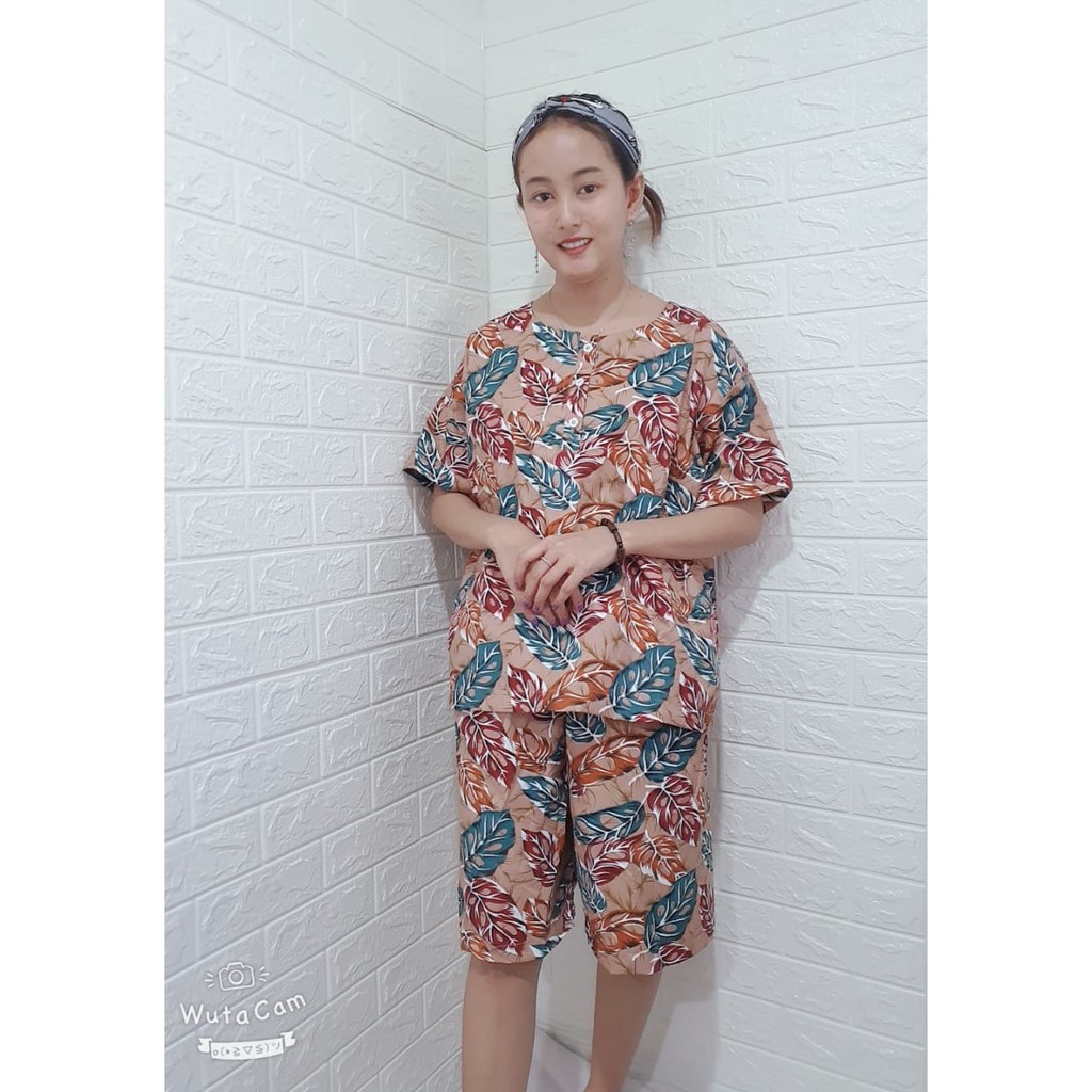 Setelan Jumbo Santai Cantik Motif (Ld 120 cm)