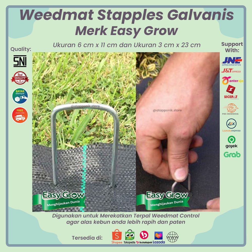 Weedmat Stapples Galvanis Easy Grow Paku Mulsa Terpal Green House Eceran