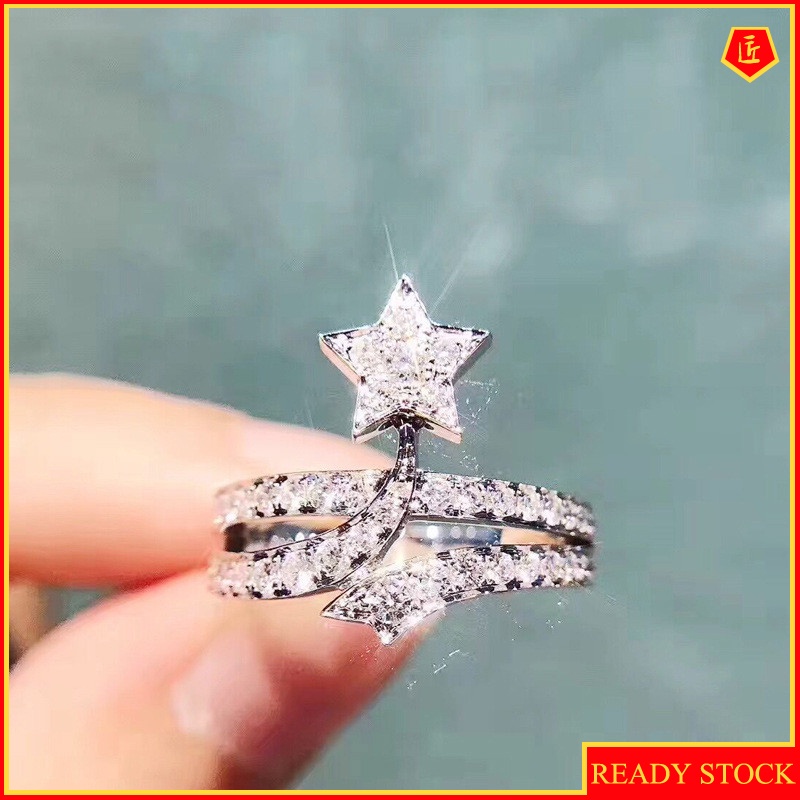 [Ready Stock]Creative Luxury Five-Pointed Star Diamond Ring Fashion