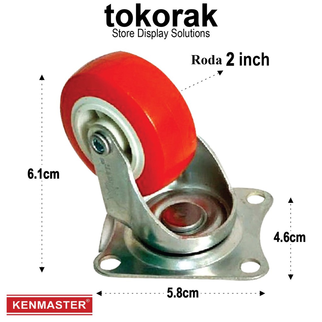 RODA 2 INCH PLAT HIDUP MERAH XANDER RODA ETALASE RODA CASTER KOPER