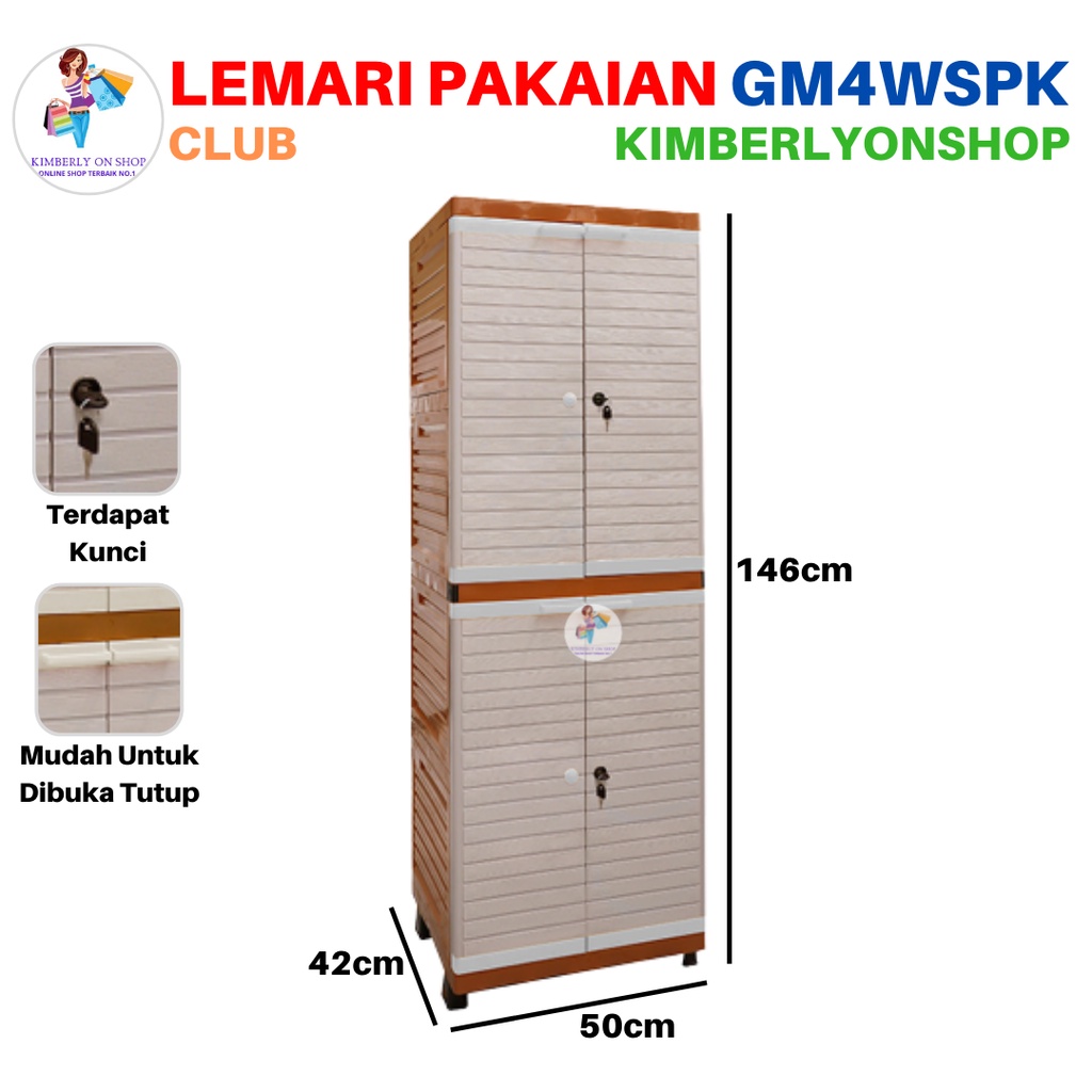 Lemari Pakaian Laci Kabinet Plastik Grand Mini Susun 4 GM4WSPK Club