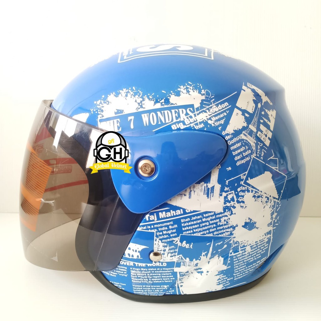 HELM EVOLUTION NEWS BLUE HALF FACE MURAH MODEL GM EVO