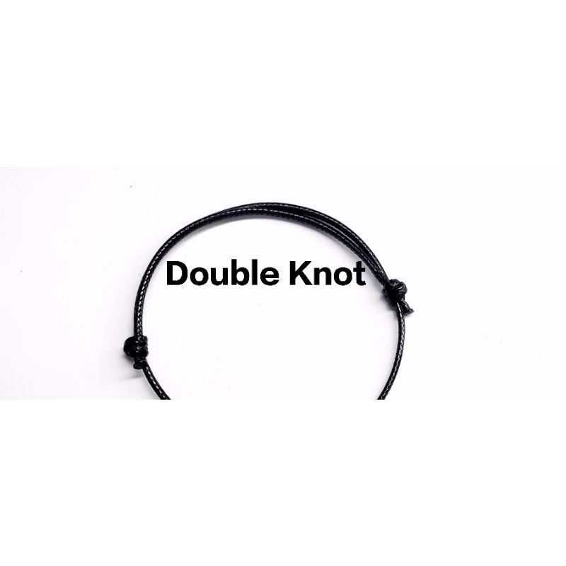 Gelang Tali Simple Tipis | Waterproof Anti air | Adjustable | Gelang Beads Super simpel  Tipis Minimalist Couple Pasangan Sahabat | Cowok Cewek | Hitam Tipis | Minimalis Vintage Etnik Modern | Murah Unik-Double knot