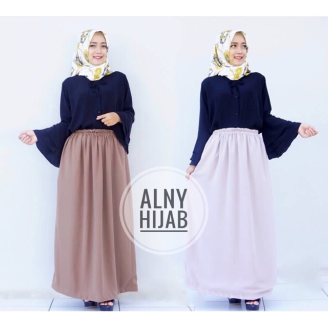 Alny Hijab - Rok Wolfis Premium panjang 100cm tidak nggantung / Rok basic wolfis premium