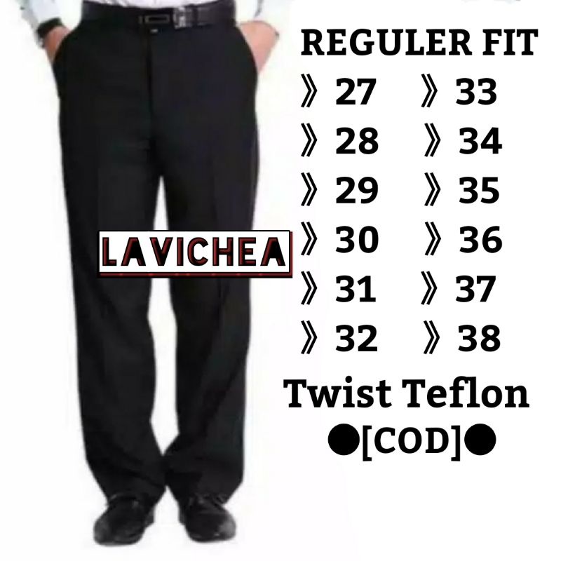 Celana Formal Pria Kerja Reguler Standar Kantor Bahan Kain Teflon Size 27 - 38