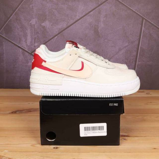 nike air force 1 shadow white pink red