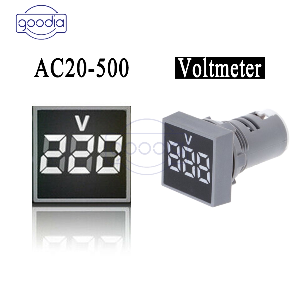 Indikator Voltmeter Mini Ac 20-500v Dengan Led Display Ukuran 22mm Untuk Pilot