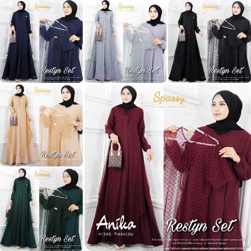 RESTYN SET BY SPASSY. DRESS MAXY TERBARU. FASHION HIJAB TERBARU