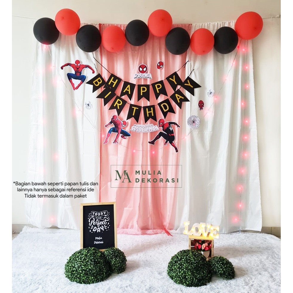 Backdrop Dekorasi Ulang Tahun Happy Birthday 1 set paket Tirai Pesta Anak Paket Karakter