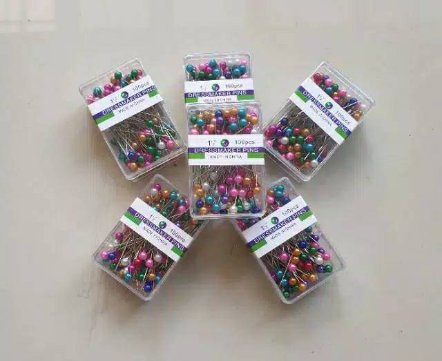 LUCKY FASHION Jarum Pentul Hijab Stainless PerBOX - Jarum Pentol Jilbab Isi 100pcs