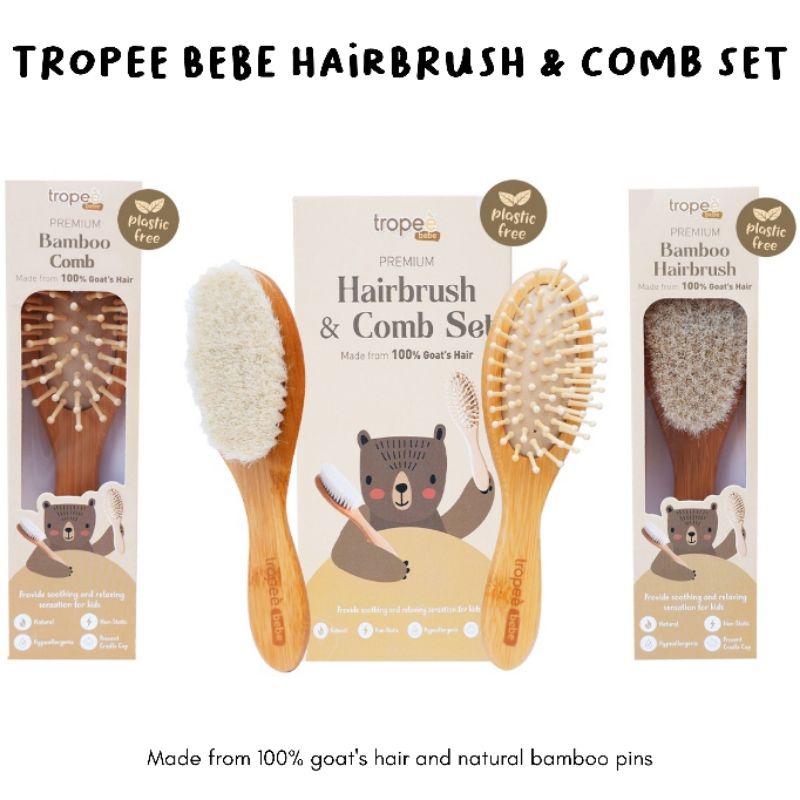 Tropee Bebe - Sisir Bamboo (Hairbrush &amp; Comb Premium Set) / Hairbrush / Hair comb