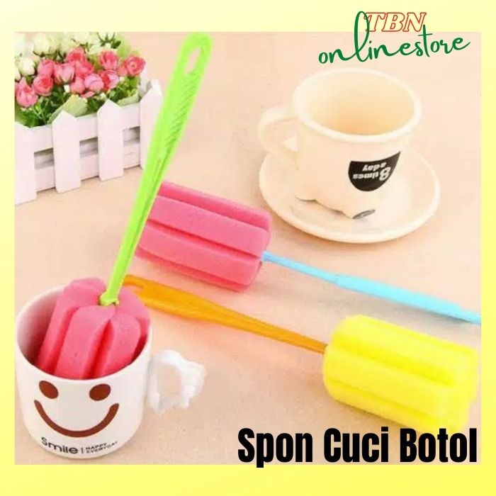 Spong Alat Cuci Pembersih Botol Gelas - Tongkat Cuci Botol Spons - spon cuci gelas