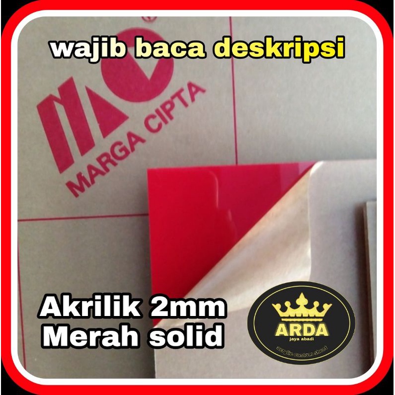 Akrilik  2mm merah solid  lembaran custom size/akrilik custom/akrilik warna merah/acrylic bahan lett