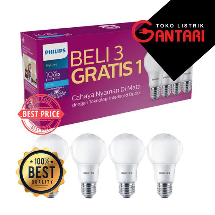 Lampu LED Philips 10 watt multipack 10w Promo beli 3 gratis 1