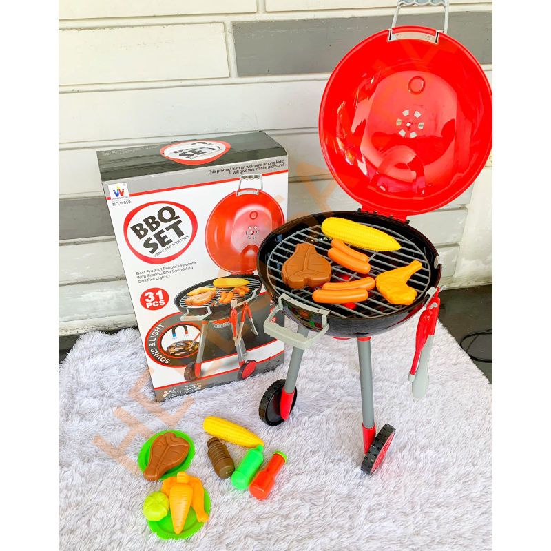 MAINAN BBQ SET HAPPY TIME TOGETHER MERK WANDERLONG NO. W059 BARBEQUE BARBEKYU SNI GRILL BAKAR SEPERT