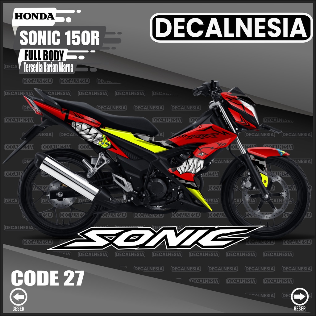 Stiker Decal Sonic 150R Full Body Sticker Motor Honda Shark Variasi Racing Simple Dekal Aksesoris De